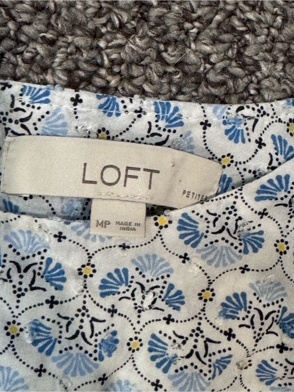 LOFT Light Blue Floral Long-Sleeve Top - Picture 4 of 6